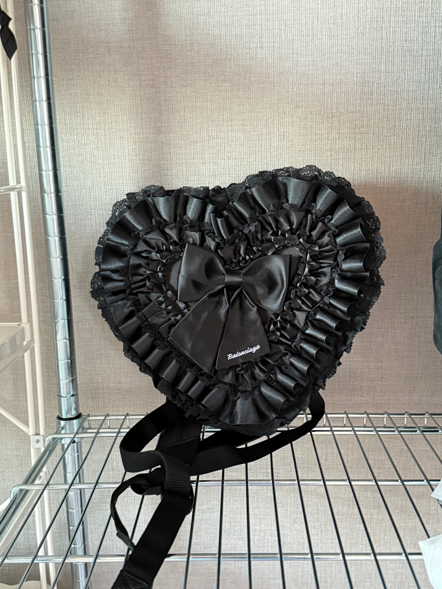 Balenciaga Black Ruffled Heart Backpack