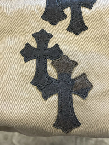 Chrome Hearts Cross patches checkered khaki chino pants