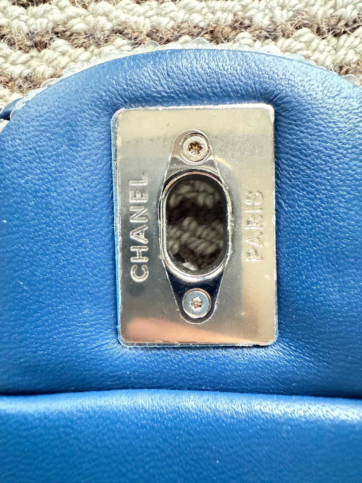 Chanel Blue sequins XL maxi Classic Flap bag