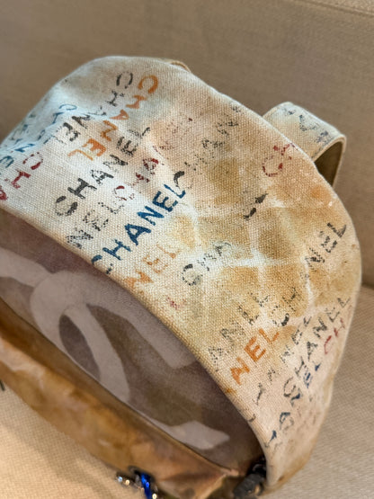 Chanel 2014 Large Art School Beige Graffiti Backpack