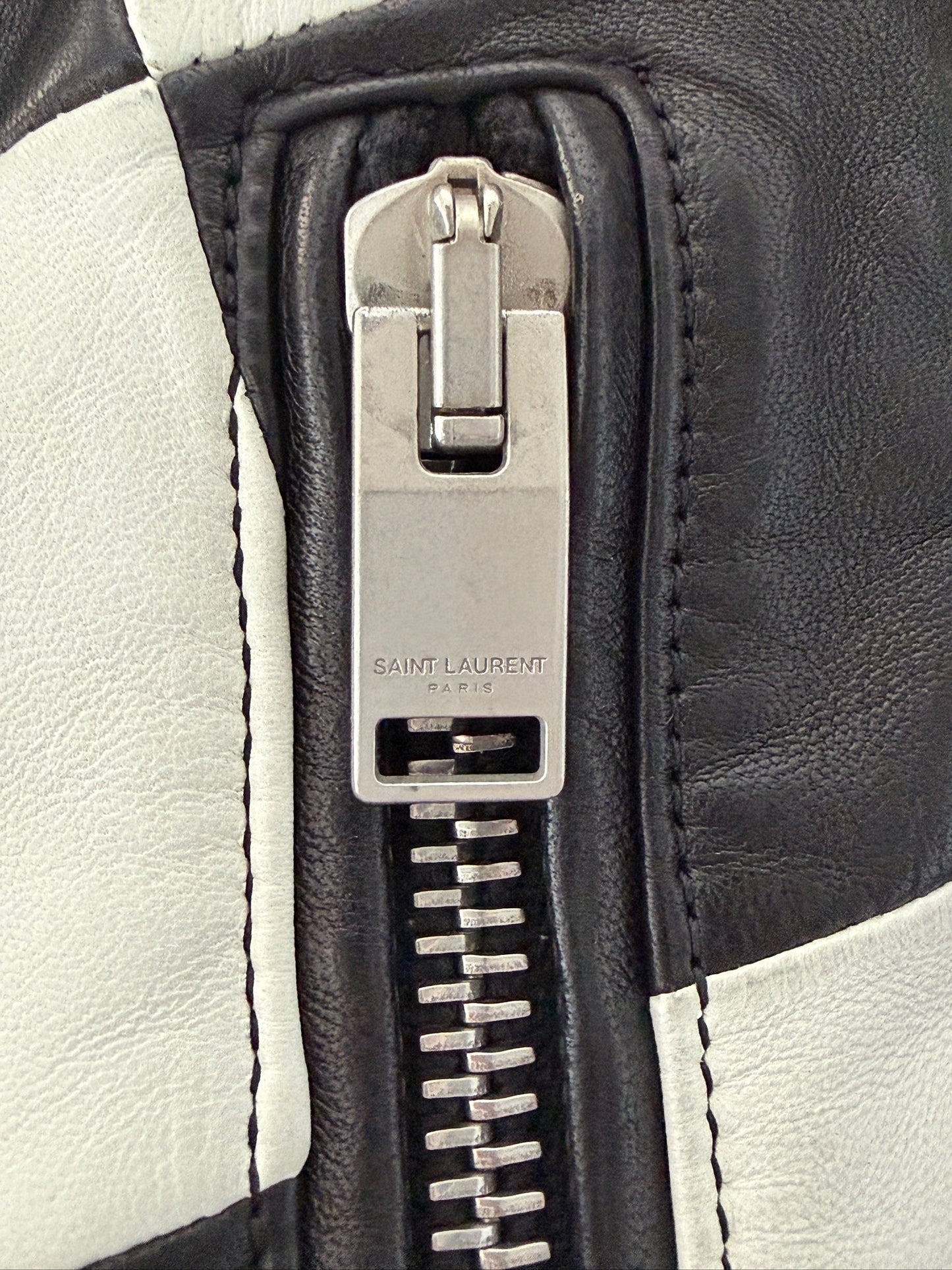 Saint Laurent SS14 Damier Checker moto Leather jacket