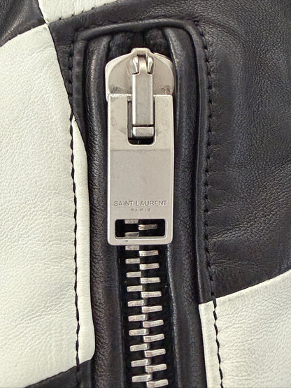 Saint Laurent SS14 Damier Checker moto Leather jacket