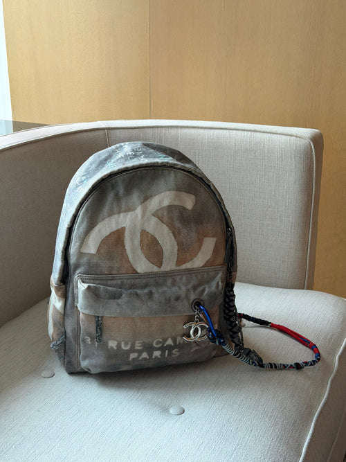 Chanel RARE Large Gray Graffiti Backpack