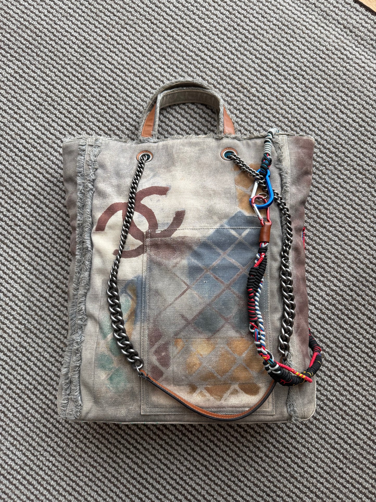 Chanel 2014 multicolor graffiti art school tote bag