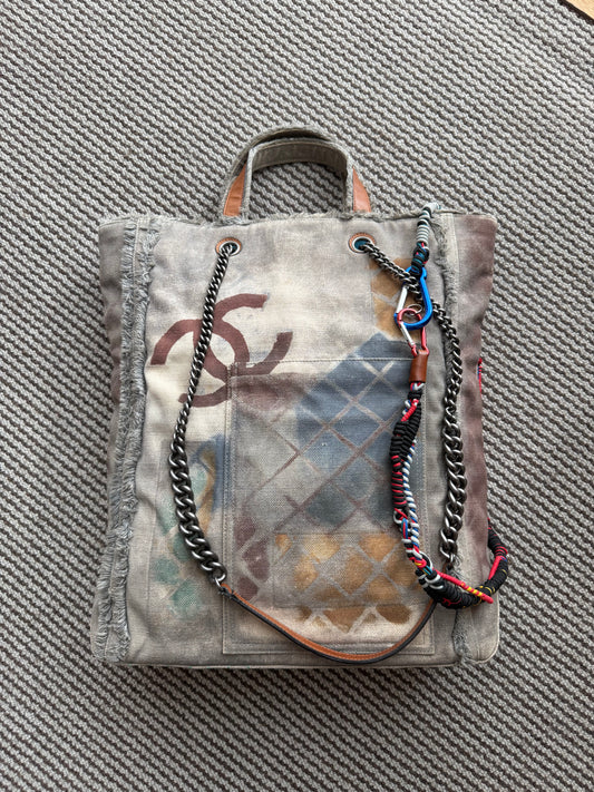 Chanel 2014 multicolor graffiti art school tote bag