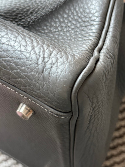 Hermes Kelly 50 Etain Grey Togo Leather Travel Bag