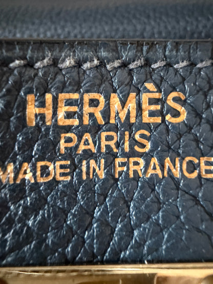 Hermes Bleu Nuit Kelly Voyage 50 Gold Hardware Handbag