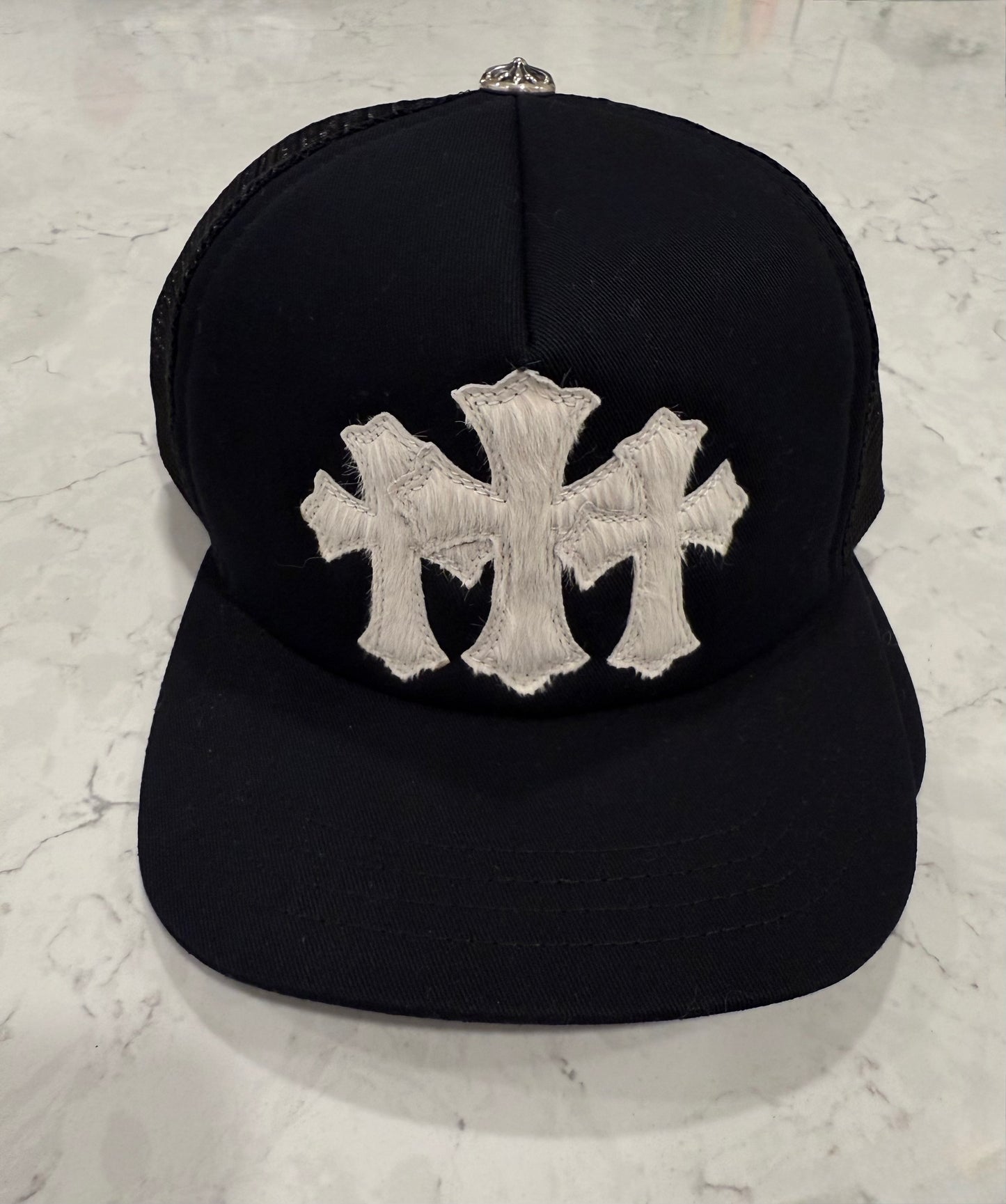 Chrome Hearts Pony Hair Triple Cross Patches Hat