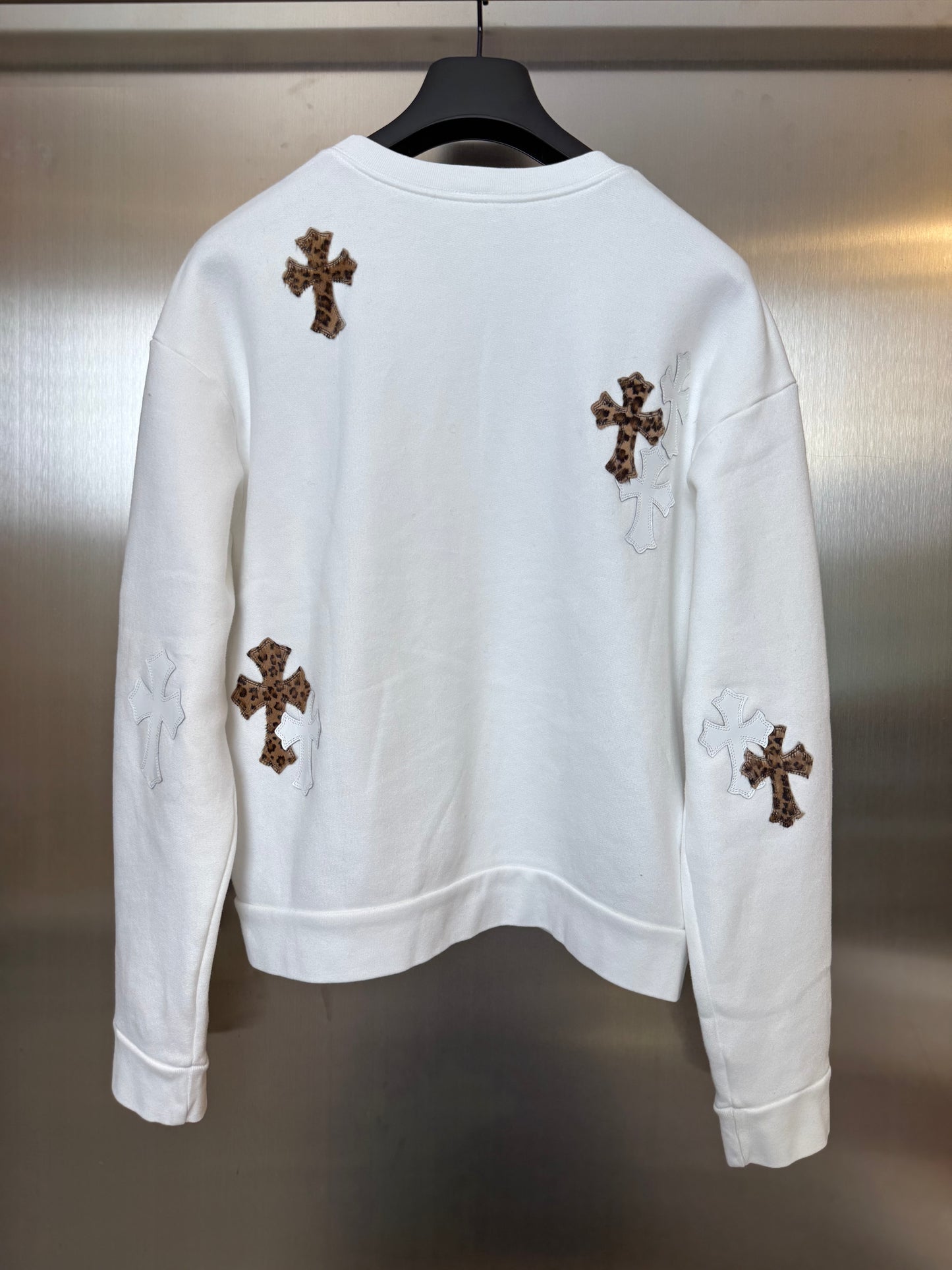 Chrome Hearts White&Leopard Cross Patches Sweatshirt