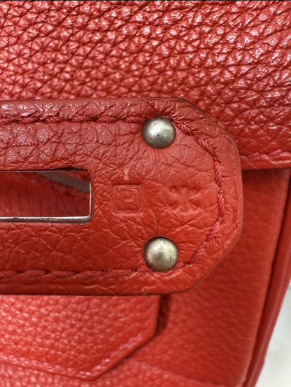 Hermes HAC 40 Rouge Red Togo Leather Palladium Hardware Travel bag