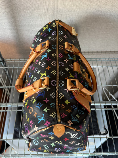 Louis Vuitton X Takashi Murakami Black Multicolor Monogram Keepall 45 Travelbag