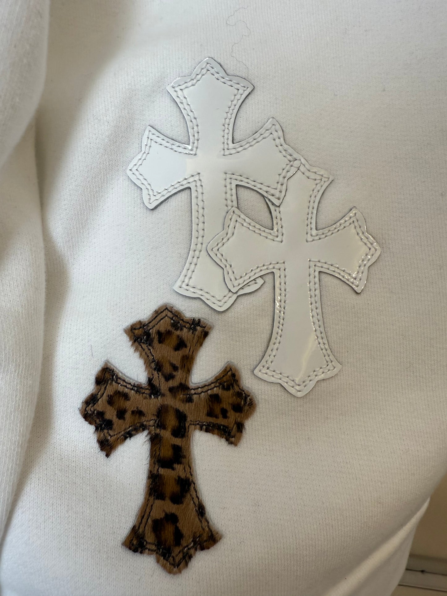 Chrome Hearts White&Leopard Cross Patches Sweatshirt