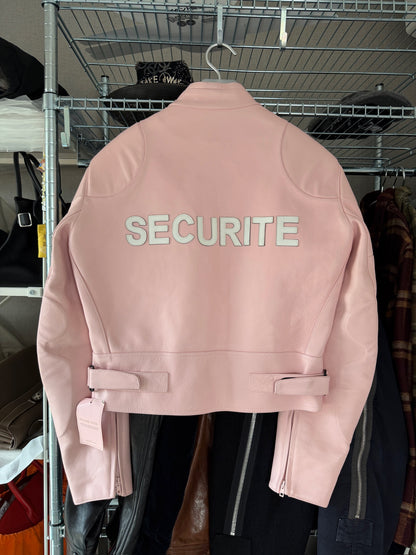 Vetements 17FW pink leather securite biker jacket