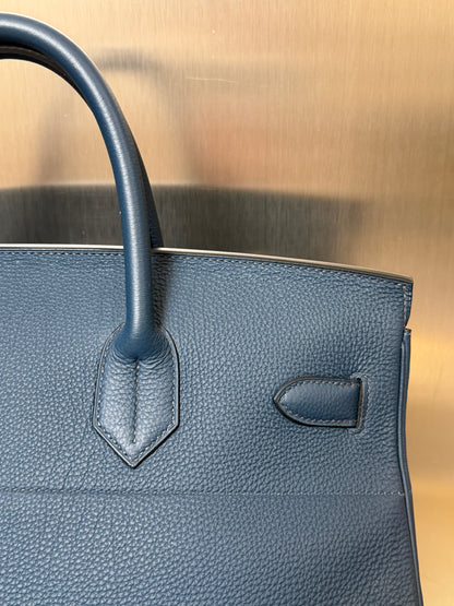 Hermes HAC 40 Deep Blue Togo Leather Palladium Hardware Bag