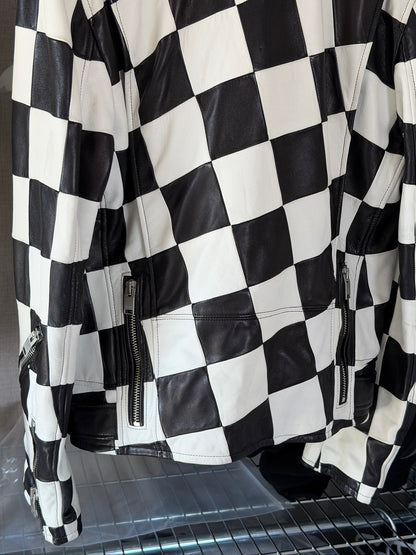 Saint Laurent SS14 Damier Checker moto Leather jacket