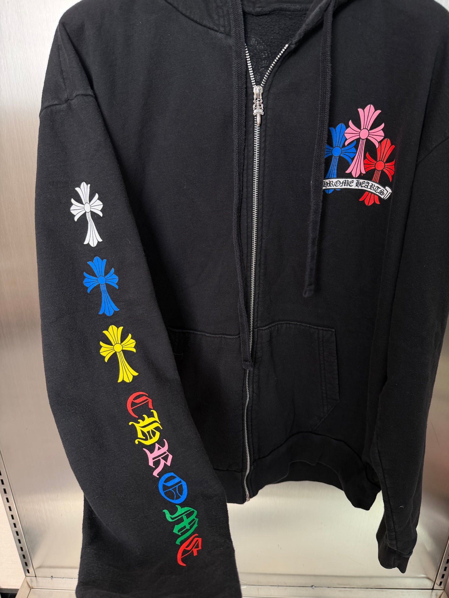 Chrome Hearts multicolor cross print zip up hoodie