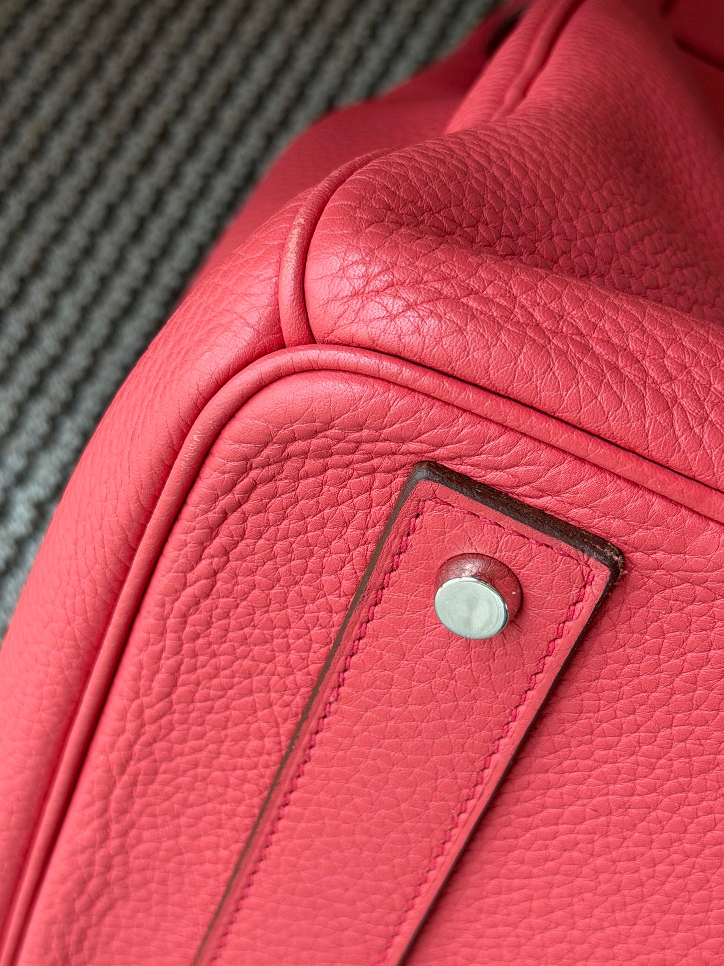 Hermes HAC 40 Bougainvillea Red Togo Leather Palladium Hardware Handbag