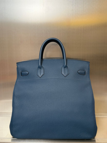 Hermes HAC 40 Deep Blue Togo Leather Palladium Hardware Bag