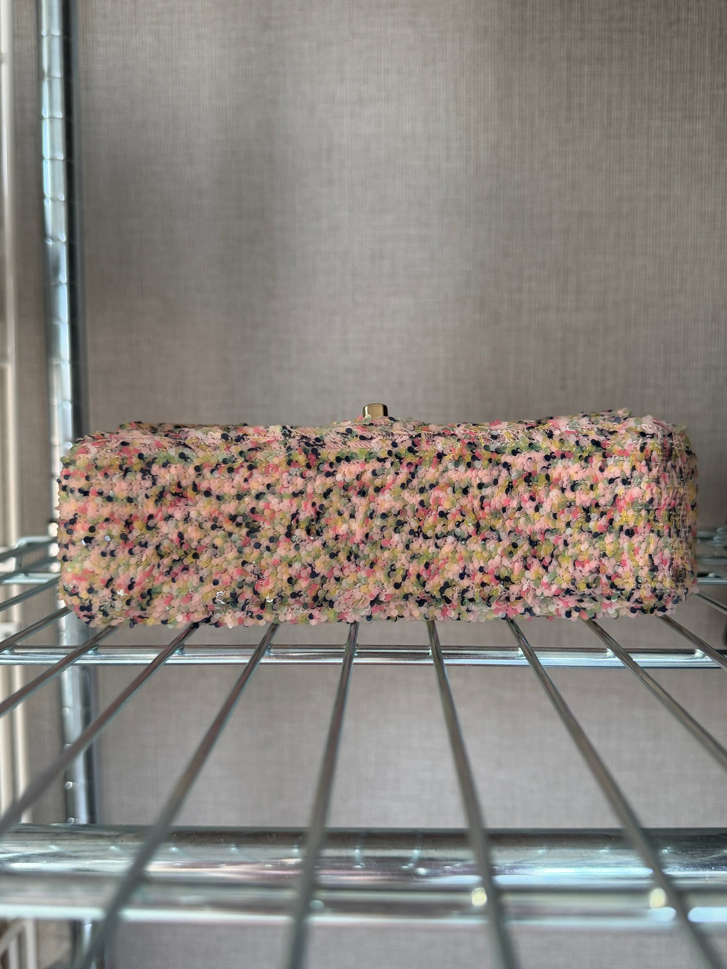 Chanel 25P Pink Multicolor Sequin Mini Sequin Flap Bag
