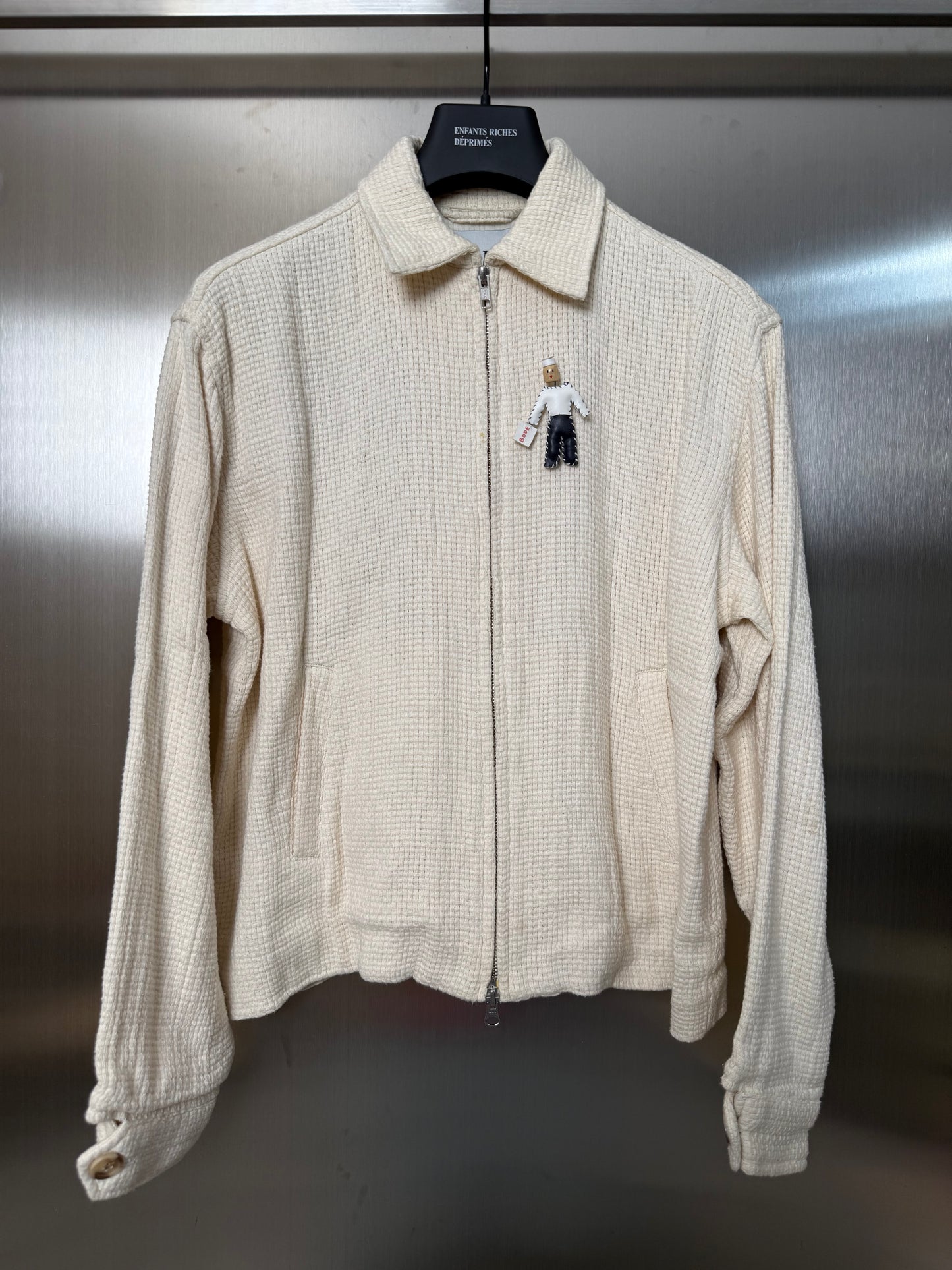 BODE Off-White Basket Weave Zip-Up Jacket