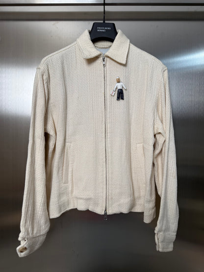 BODE Off-White Basket Weave Zip-Up Jacket