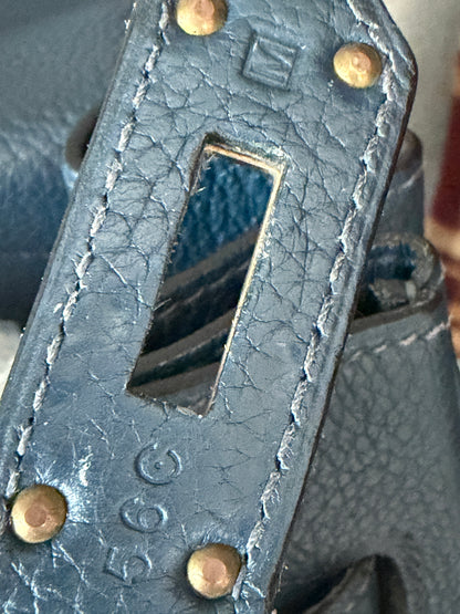 Hermes Bleu Nuit Kelly Voyage 50 Gold Hardware Handbag