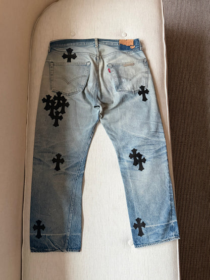 CHROME HEARTS PATCHES WORK Levis 501 DENIM JEANS SZ36