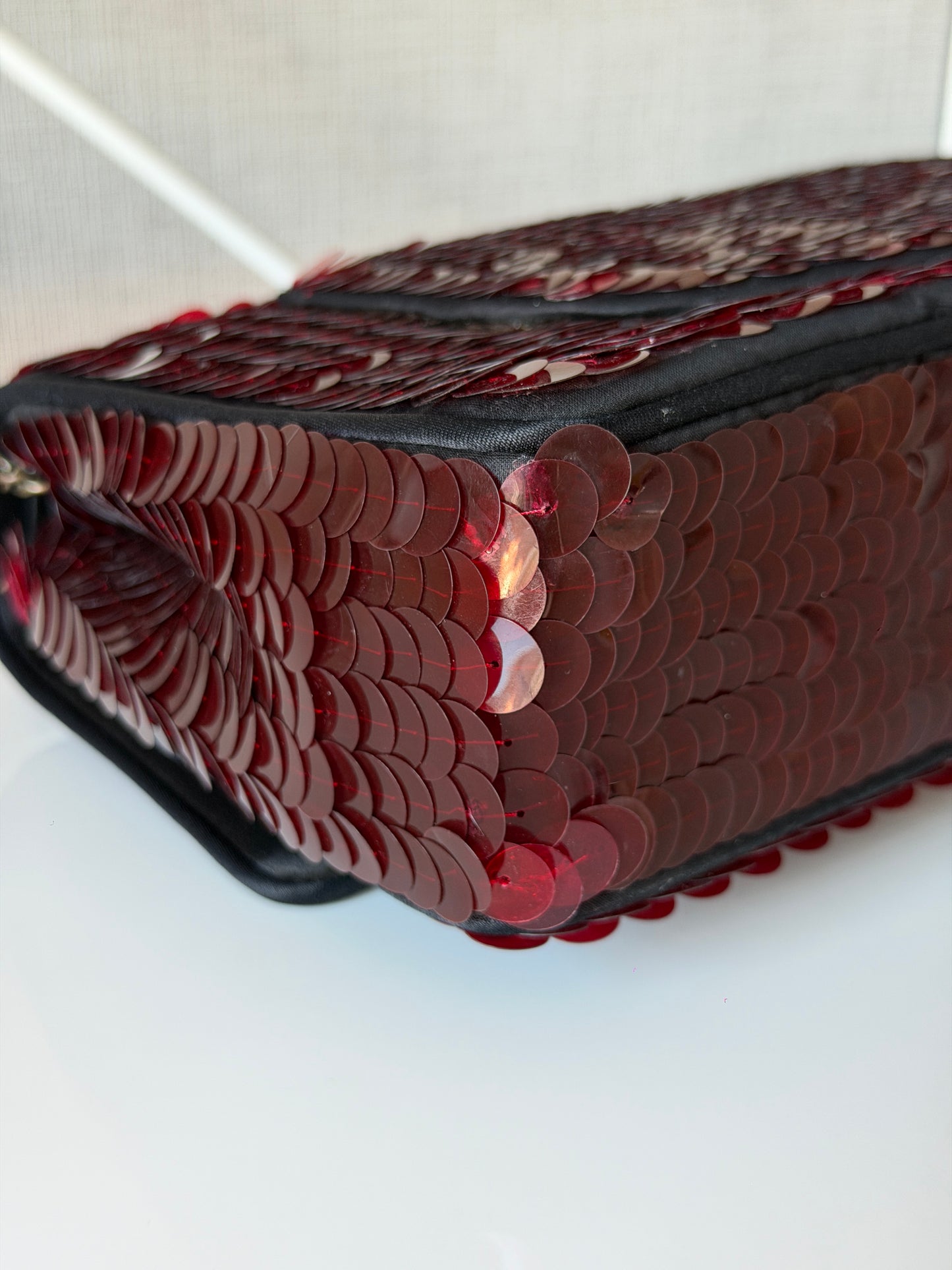 Chanel 2010 Shanghai Paris Burgundy Sequin Medium Classic Flap Bag