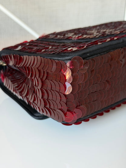 Chanel 2010 Shanghai Paris Burgundy Sequin Medium Classic Flap Bag
