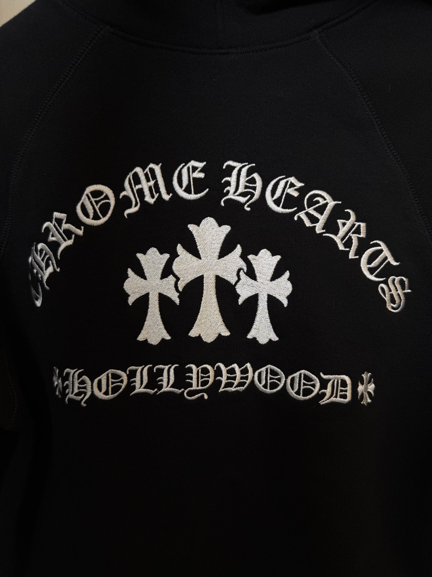 Chrome Hearts triple cross embroidery zip up hoodie
