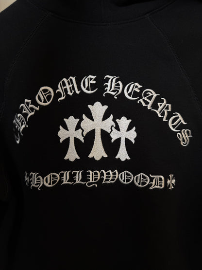 Chrome Hearts triple cross embroidery zip up hoodie
