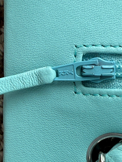 Chanel 2019C Tiffany Blue Lamb Skin Classic Flap Silver Hardware