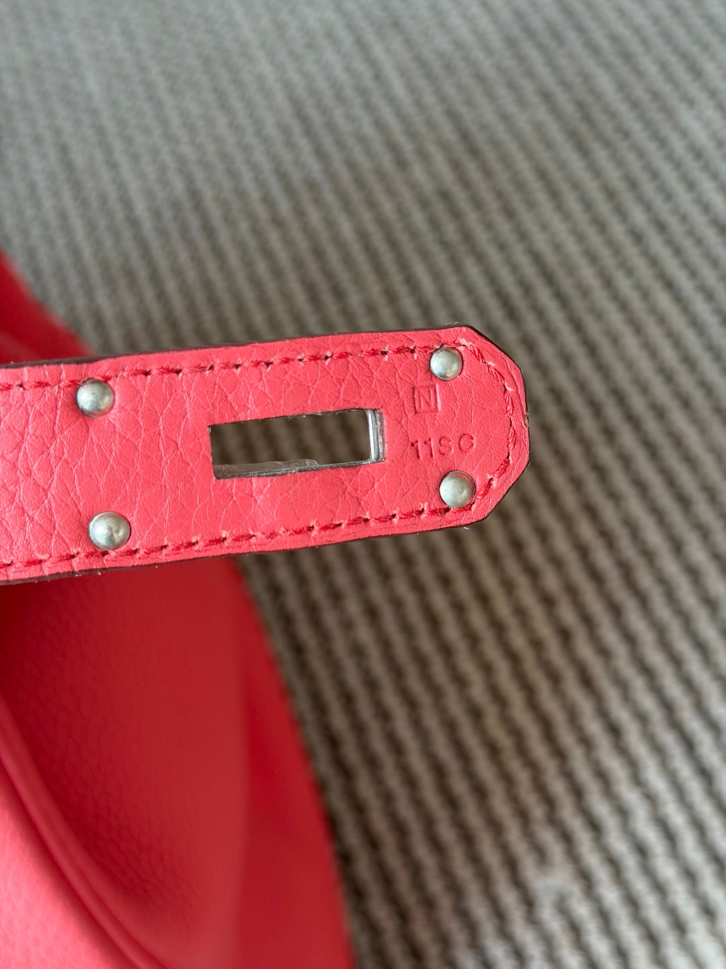 Hermes HAC 40 Bougainvillea Red Togo Leather Palladium Hardware Handbag