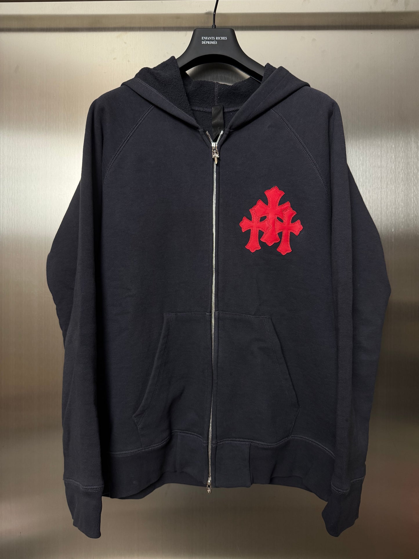Chrome Hearts PaperJam Navy Zip Up Red Cross Patches