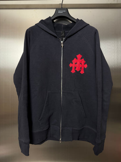 Chrome Hearts PaperJam Navy Zip Up Red Cross Patches