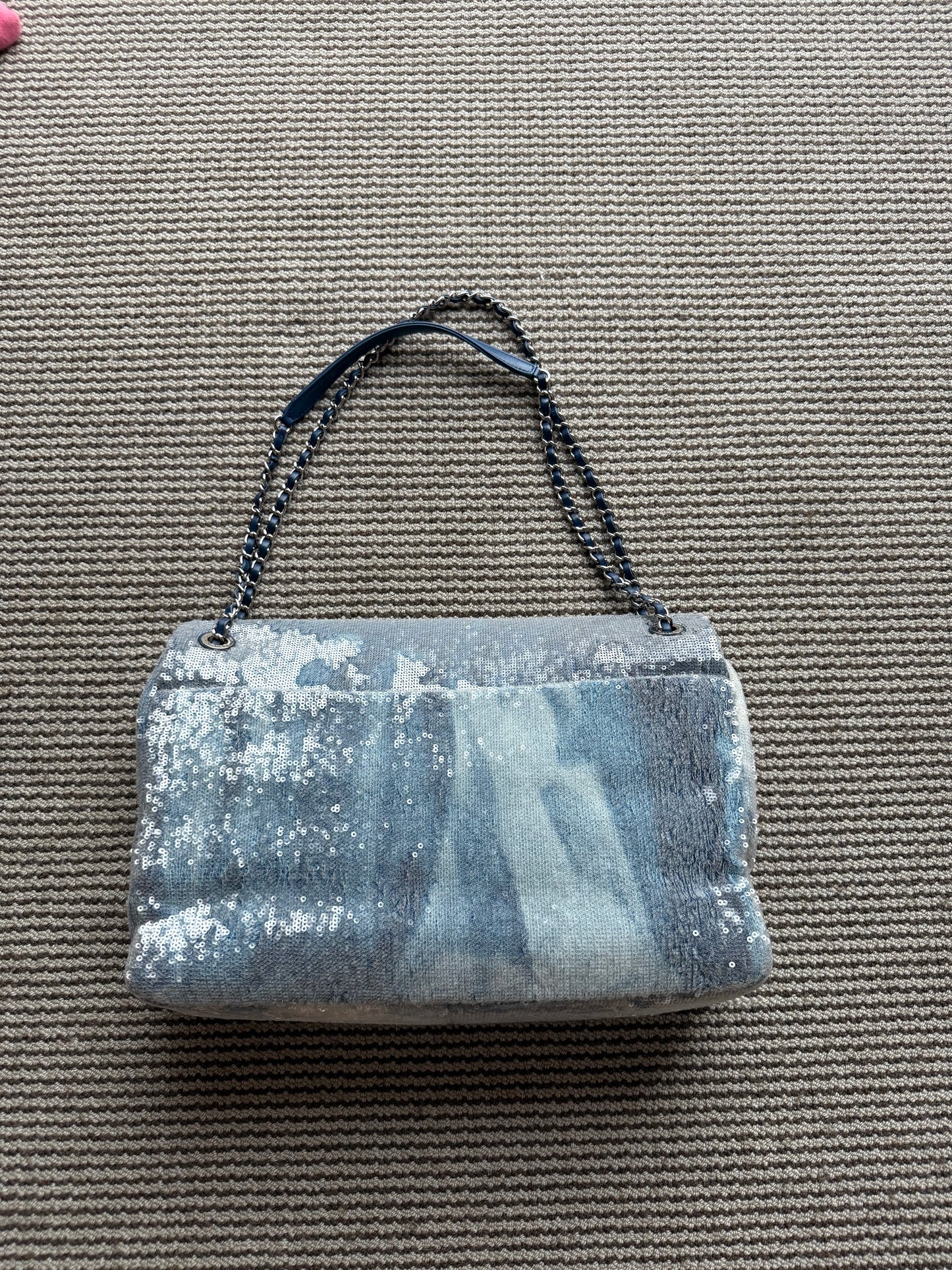 Chanel Blue sequins XL maxi Classic Flap bag