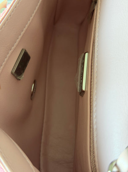 Chanel 2023C Pink Blue Multicolor Mini Sequin Flap Bag