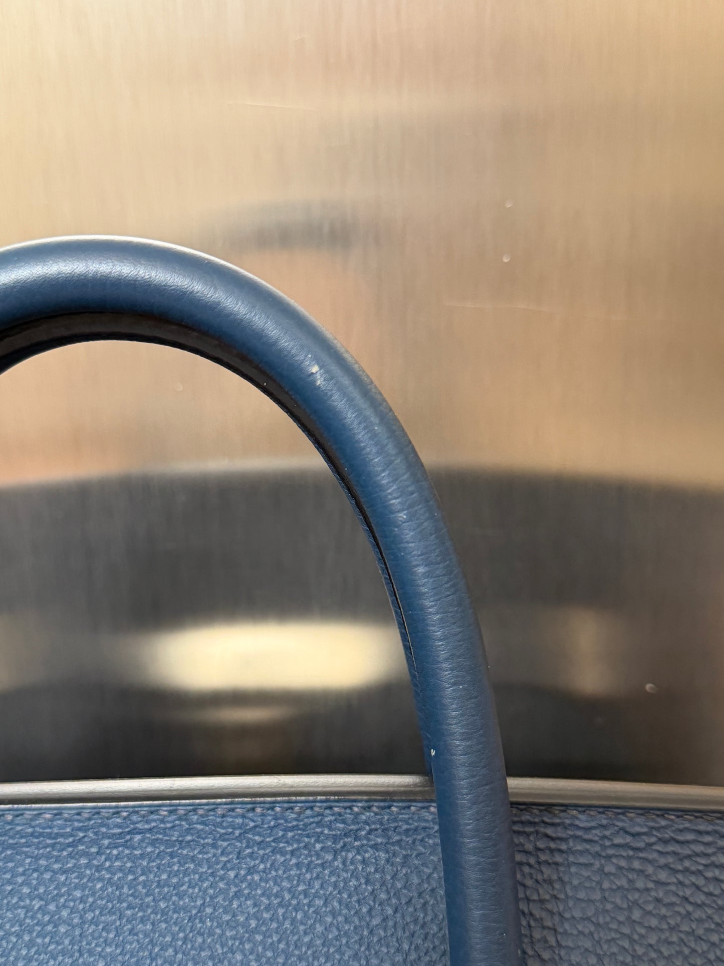 Hermes HAC 40 Blue Togo Leather Palladium Hardware Bag