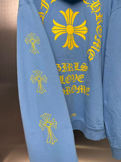 Chrome Hearts Drake collaboration “ Girls Love Chrome” babyblue hoodie
