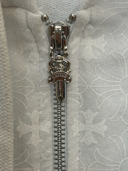 Chrome Hearts White All Over Print Zip Up Hoodie
