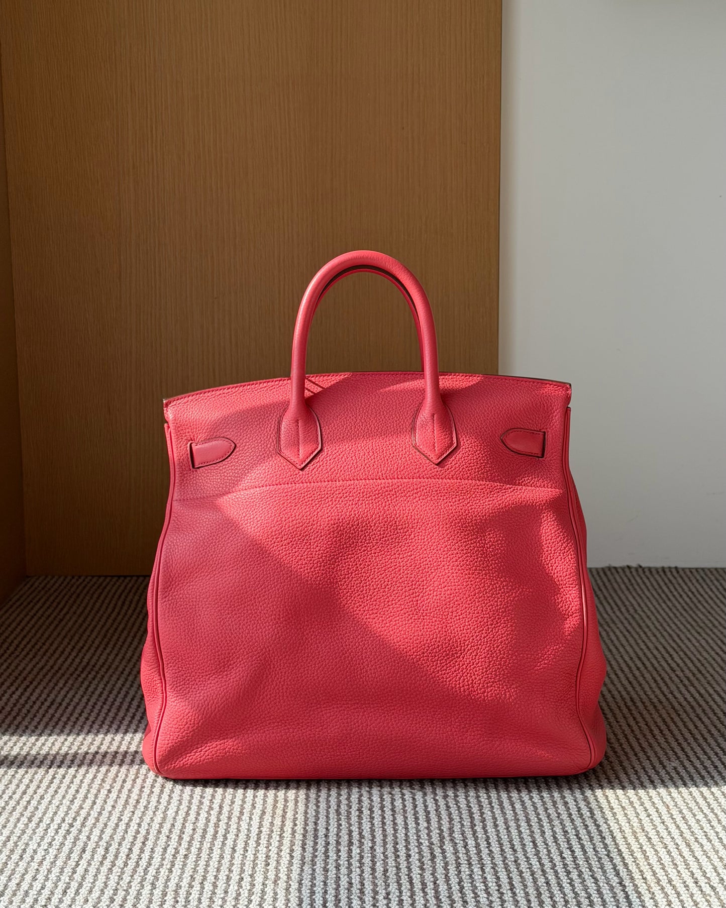 Hermes HAC 40 Bougainvillea Red Togo Leather Palladium Hardware Handbag