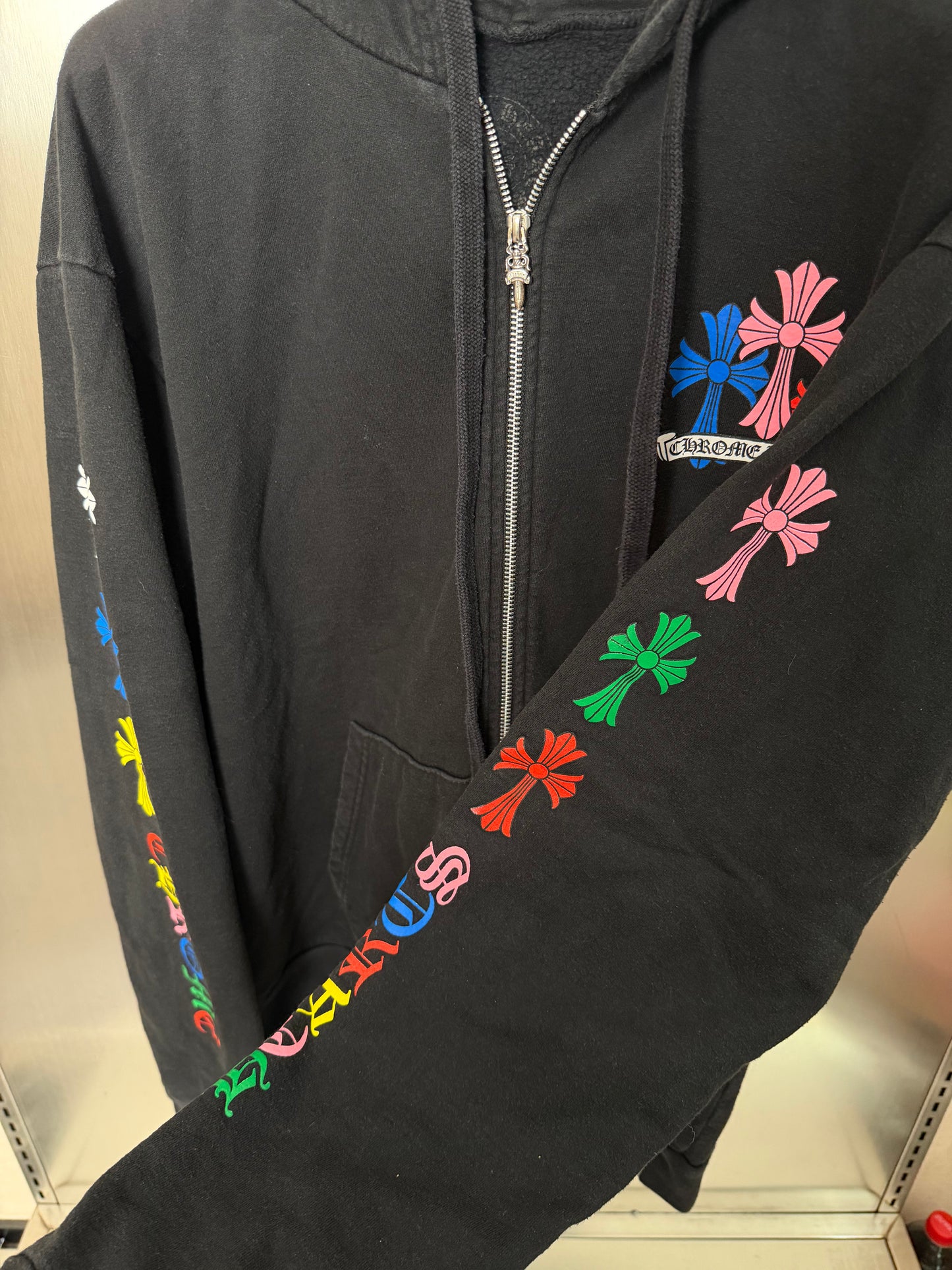 Chrome Hearts multicolor cross print zip up hoodie