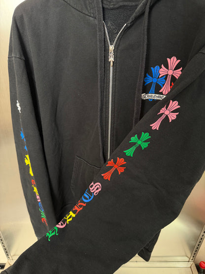 Chrome Hearts multicolor cross print zip up hoodie