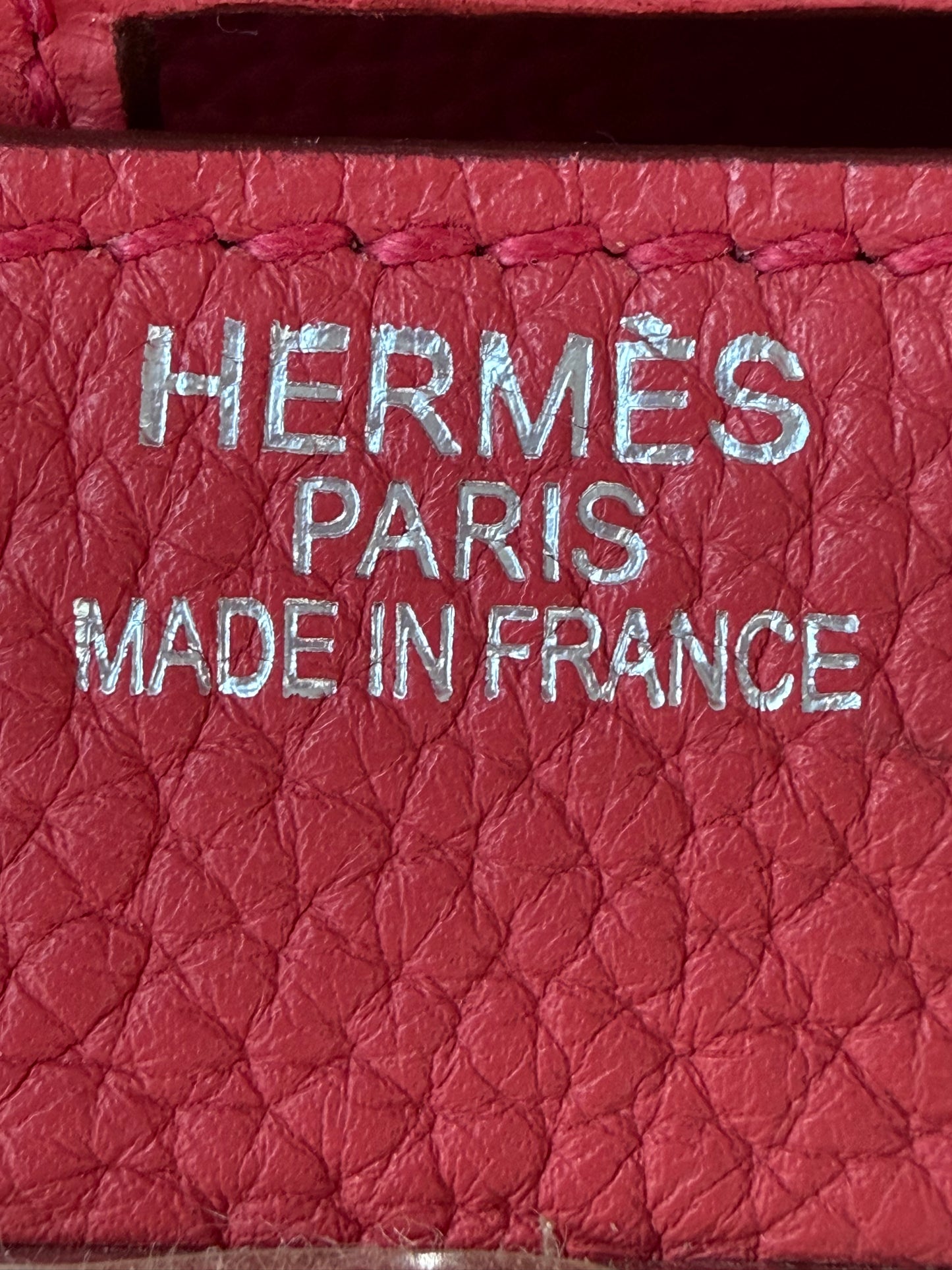 Hermes HAC 40 Bougainvillea Red Togo Leather Palladium Hardware Handbag
