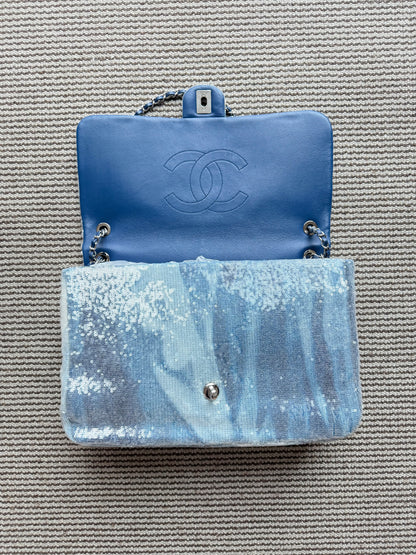 Chanel Blue sequins XL maxi Classic Flap bag