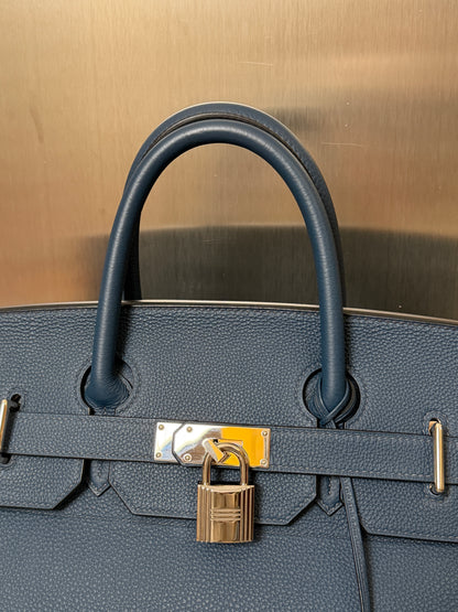Hermes HAC 40 Deep Blue Togo Leather Palladium Hardware Bag