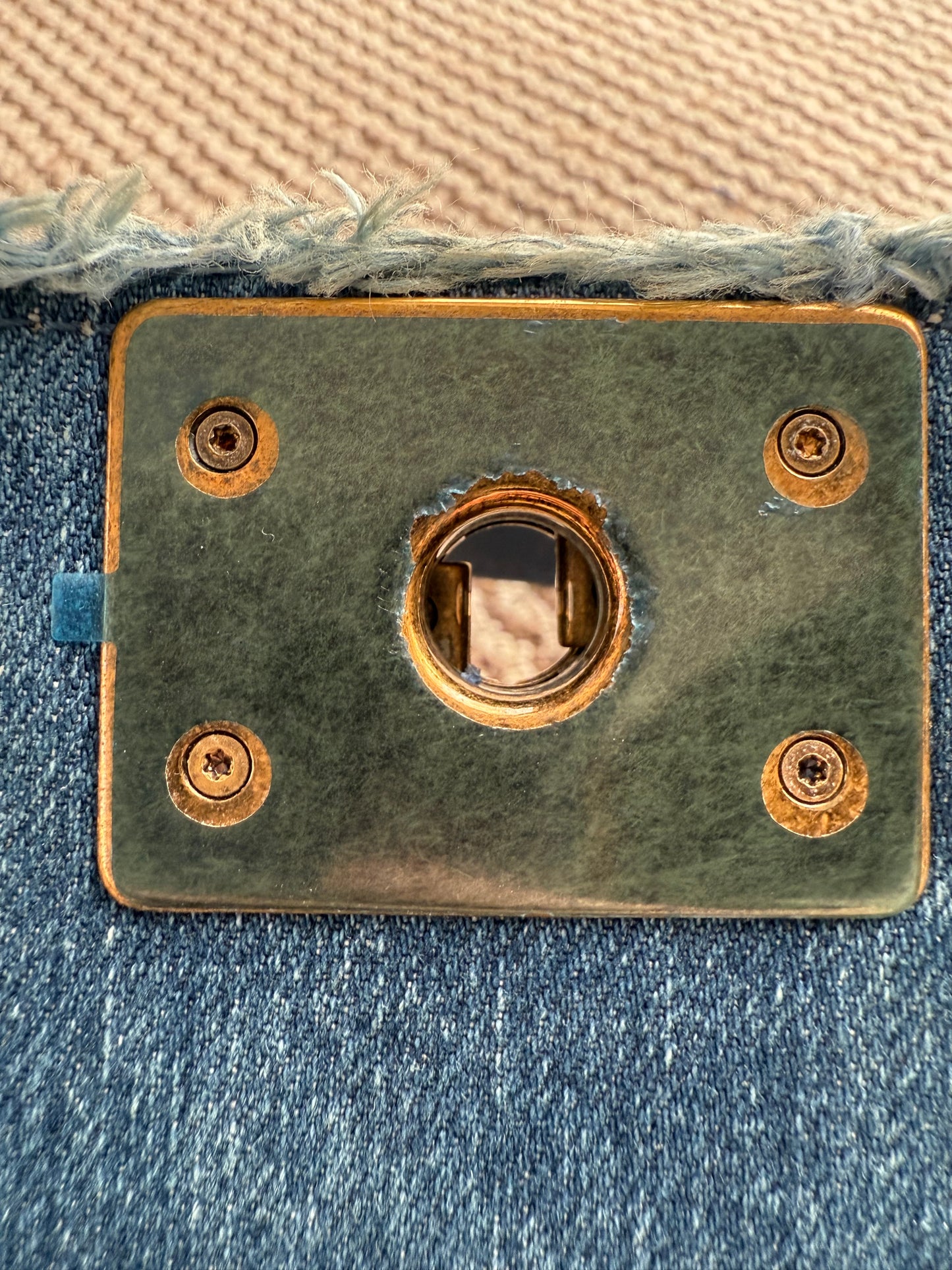 Chanel 14A Paris Dallas denim patches boy bag