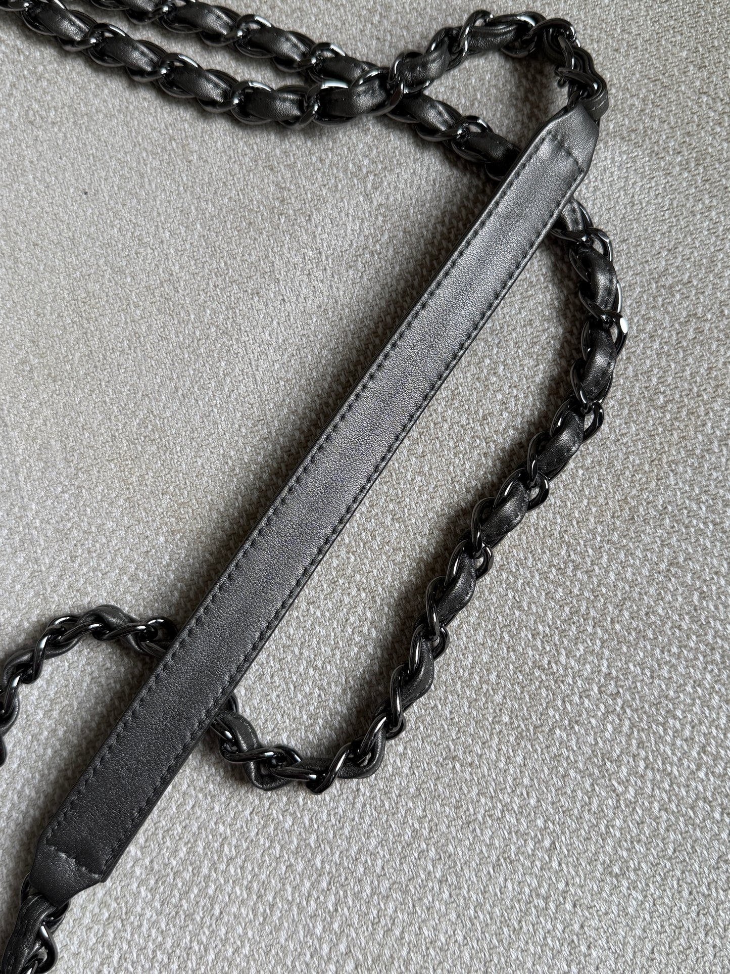 Chanel 2019 Metallic Calfskin Quilted XXL Travel Flap Bag Dark Grey