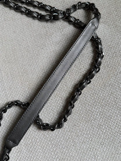 Chanel 2019 Metallic Calfskin Quilted XXL Travel Flap Bag Dark Grey