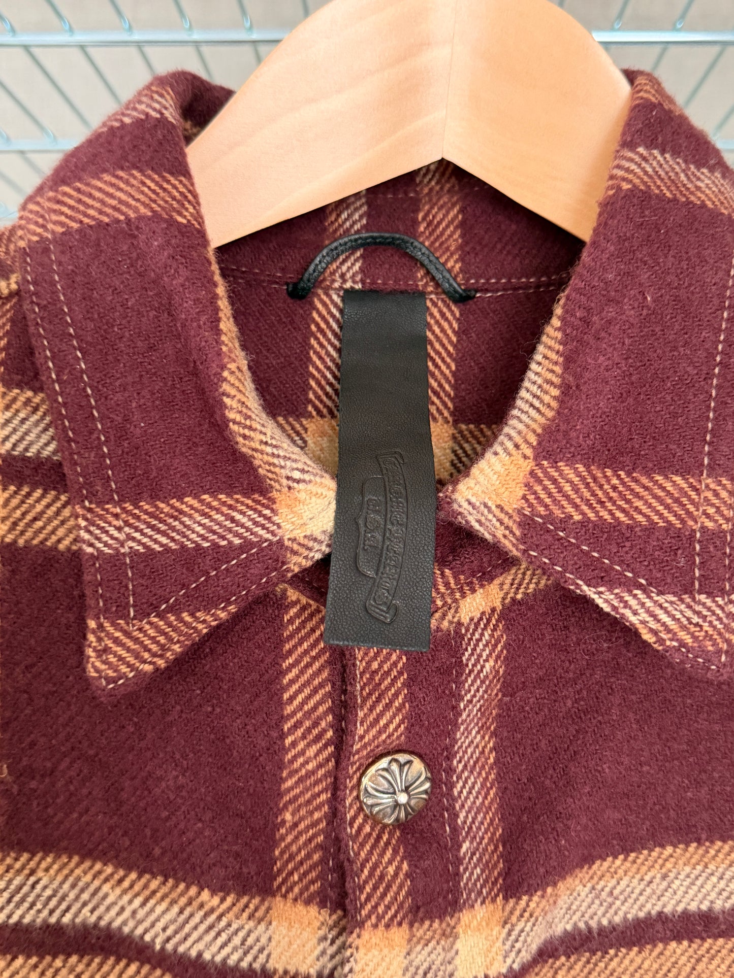 Chrome Hearts Red Workdog Flannel Button Ups Shirt